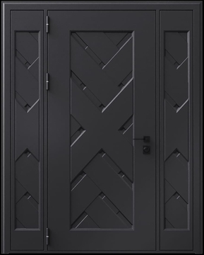 Входная термодверь с металлофиленкой, вставками по бокам и порошковым покрытием RAL 9004 (тип №10)