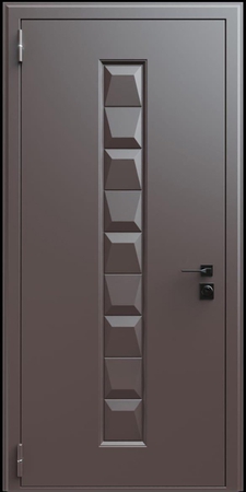 Входная термодверь с металлофиленкой и порошковым окрашиванием RAL 8019 (тип №7)