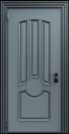 Входная термодверь с металлофиленкой и порошковым напылением RAL 7011 (тип №1)