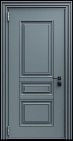 Входная термодверь с металлофиленкой и порошковым напылением RAL 7011 (тип №2)