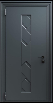 Входная термодверь с металлофиленкой и порошковым напылением RAL 7021 (тип №11)